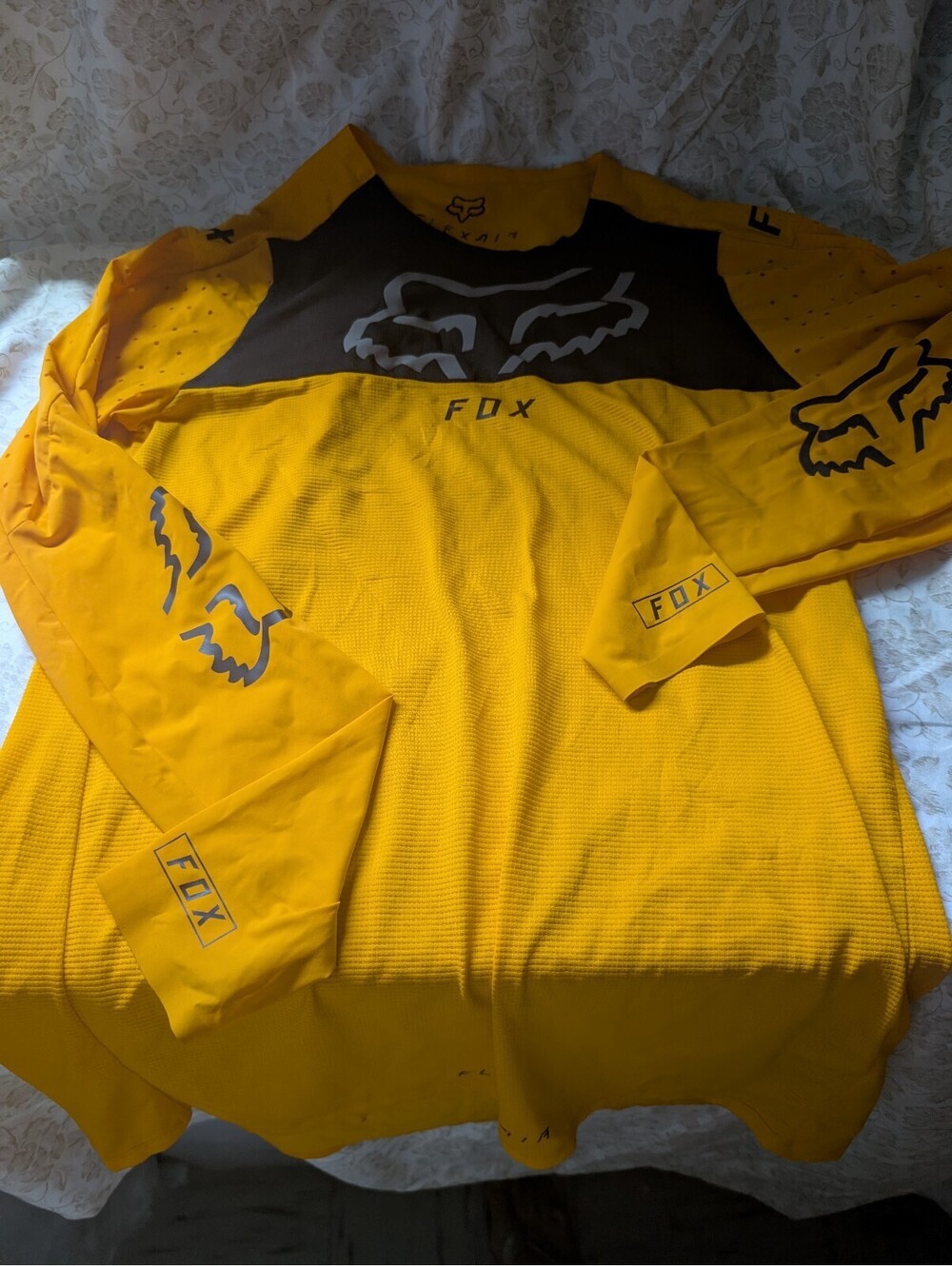 Fox Flexair Yellow and Black Motorcycle Jersey Medium